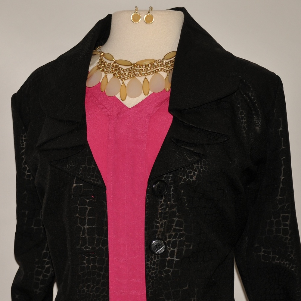 T. Milano Black Python Print Jacket 20w 2227 - image 2